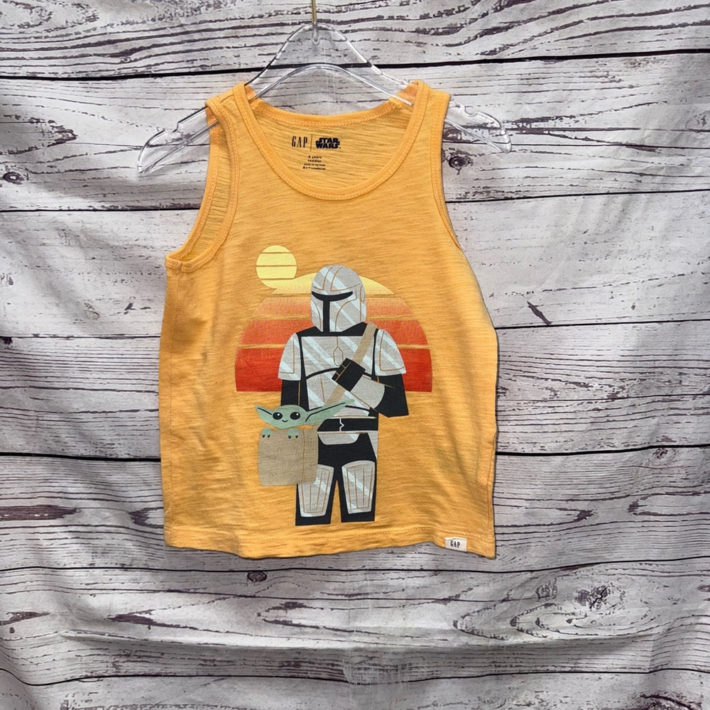 GAP Kids Orange Star Wars Mandalorian Tank Top Size 4 Years